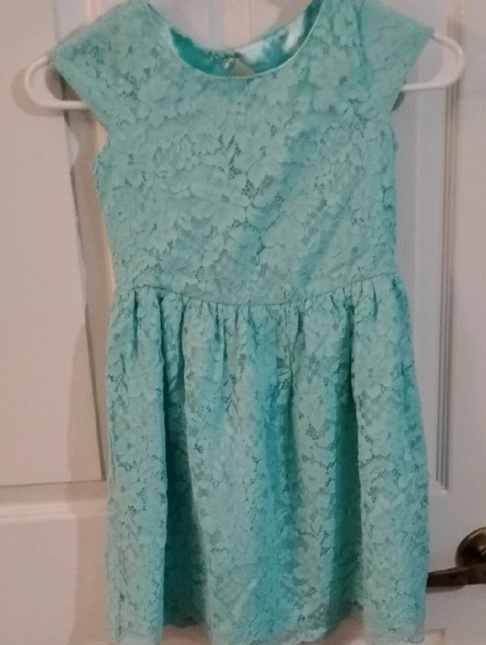 Children's Place Little Girls Aqua Lace Dress In Sx.6x/7 Made In India